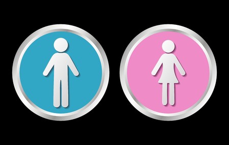 Blue and pink button with man and womanのイラスト素材