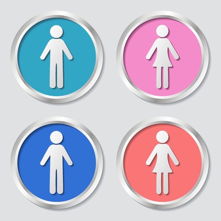 Four web buttons with man and woman iconsのイラスト素材