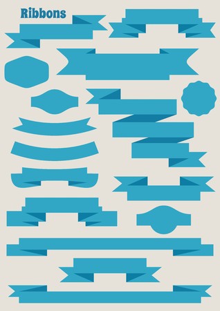 Blue retro ribbons and labels collection vector illustrationのイラスト素材