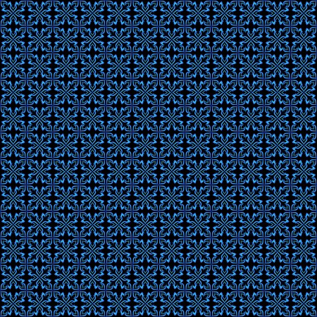 Abstract blue vector ornamental seamless pattern on blackのイラスト素材