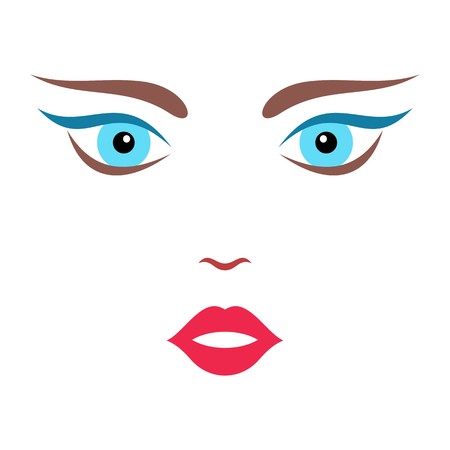 Beautiful cartoon colorful woman face vector illustrationのイラスト素材