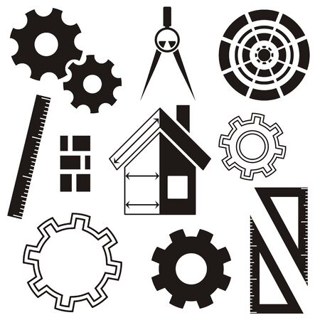 Black vector house construction and real estate iconsのイラスト素材