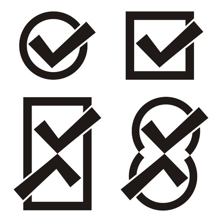 Set of four black vector tick iconsのイラスト素材