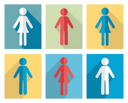 Set of man and woman flat design iconsのイラスト素材