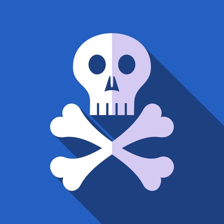 White vector skull with crossed bones flat designのイラスト素材