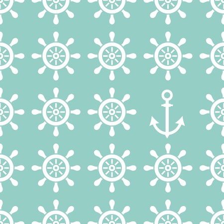 Seamless nautical pattern made of helms and anchorのイラスト素材