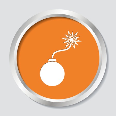 White vector bomb symbol on orange buttonのイラスト素材