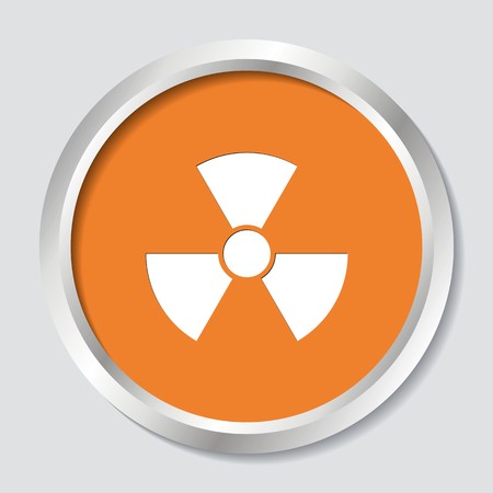 White vector radioactivity sign on orange buttonのイラスト素材