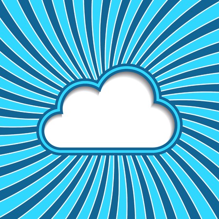 Vector cloud text place on blue sun rays backgroundのイラスト素材