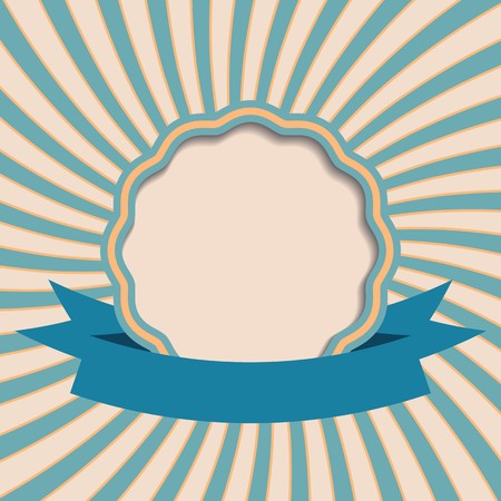 Vector round retro vintage label on sunrays backgroundのイラスト素材