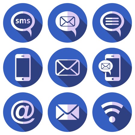 White mobile sms and mail icons flat designのイラスト素材