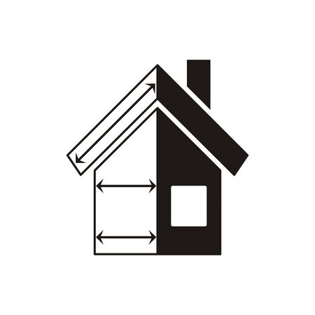 Black vector house plan icon on white backgroundのイラスト素材