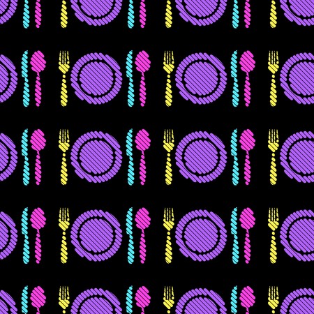 Vector seamless pattern with colorful restaurant menu iconsのイラスト素材