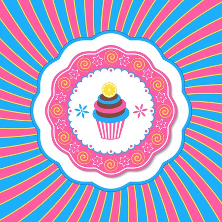 Vintage card with cupcake with lemon vector illustrationのイラスト素材