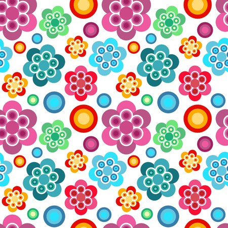 Cute seamless colorful floral pattern on white backgroundのイラスト素材