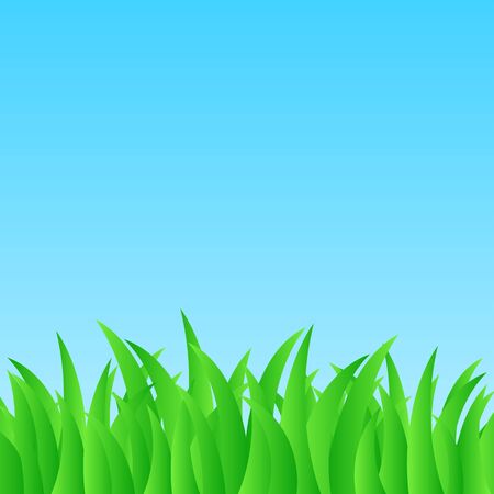 Vector background with green grass and blue skyのイラスト素材