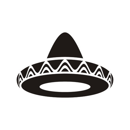 Black vector mexican hat sombrero icon isolatedのイラスト素材