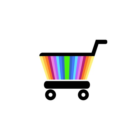 Vector rainbow coloured shopping cart icon isolatedのイラスト素材