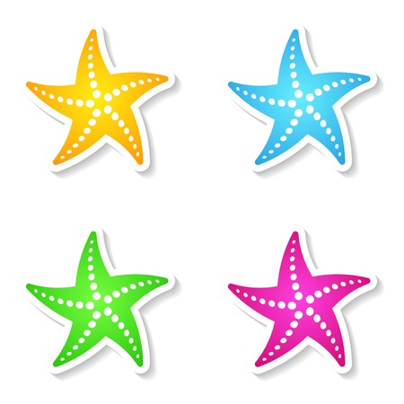 Colorful starfish icons isolated on white backgroundのイラスト素材
