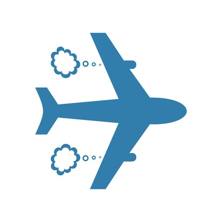 Cute blue airplane icon isolated on white backgroundのイラスト素材
