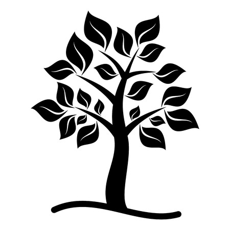 Black tree with leaves icon on white backgroundのイラスト素材