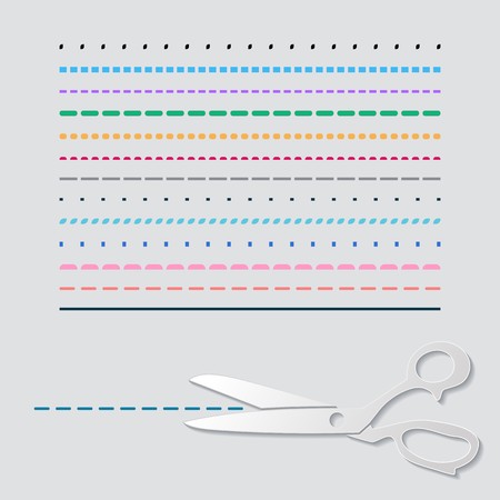 White vector retro scissors icon with various linesのイラスト素材