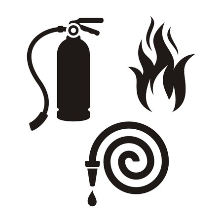 Set of black fireman icons on white backgroundのイラスト素材
