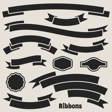 Black vintage ribbon banners collection vector illustrationのイラスト素材