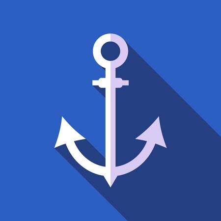 White vector anchor on blue background flat designのイラスト素材