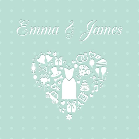 Mint invitation card with white wedding symbolsのイラスト素材