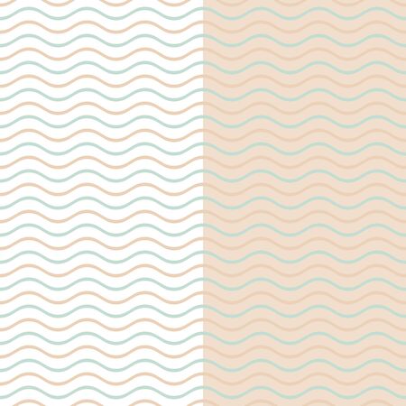 Seamless vintage vector simple wavy line patternのイラスト素材