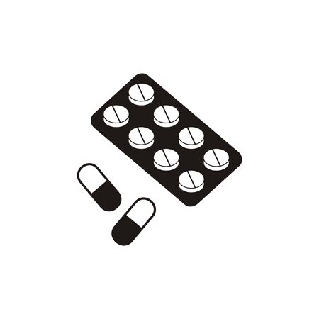 Black vector medicaments or pills icons isolatedのイラスト素材