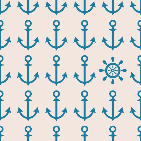 Seamless nautical pattern made of anchors and helmのイラスト素材