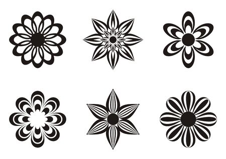 Set of black abstract flower icons design elementsのイラスト素材