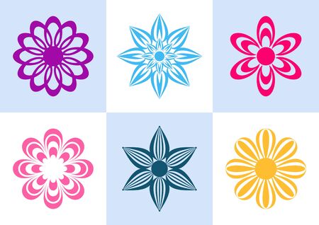 Set of colorful abstract flower icons design elementsのイラスト素材