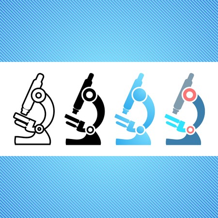 Set of four various microscope icons isolatedのイラスト素材