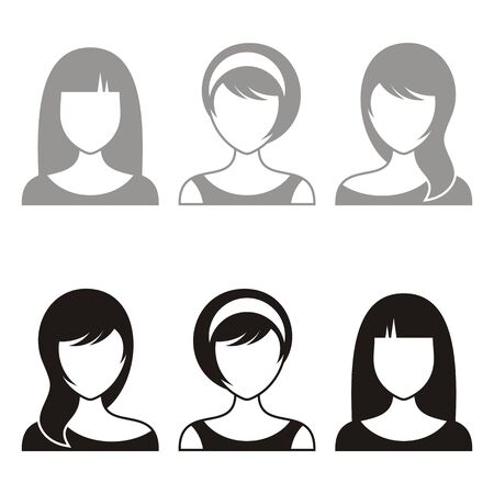 Three women vector user profile illustrations or avatarsのイラスト素材