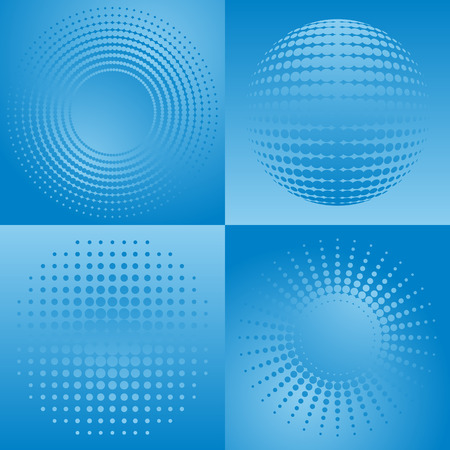 Beautiful blue abstract collection with halftone effectのイラスト素材