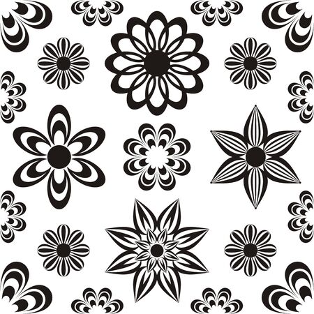 Beautiful seamless vector black and white floral patternのイラスト素材