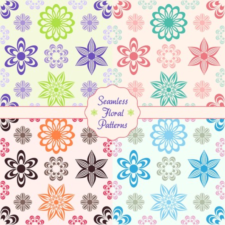 Beautiful seamless vector floral patterns collection with textのイラスト素材