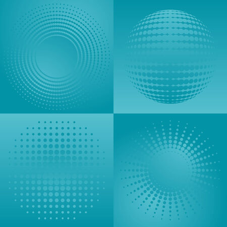 Beautiful turquoise abstract collection with halftone effectのイラスト素材