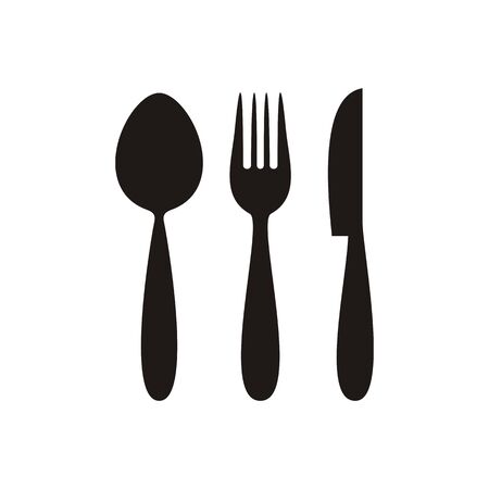 Black vector restaurant menu icon with cutlery isolatedのイラスト素材