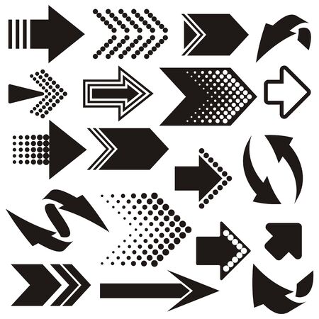 Set of various vector black arrow sign iconsのイラスト素材