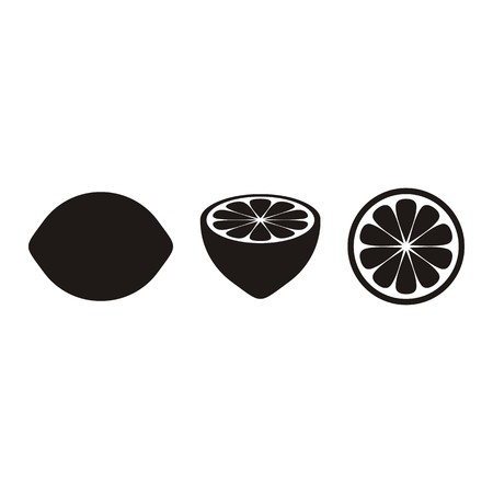 Three black vector lemon icons isolated on whiteのイラスト素材
