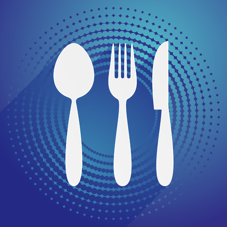 Restaurant menu icon with cutlery blue halftone designのイラスト素材