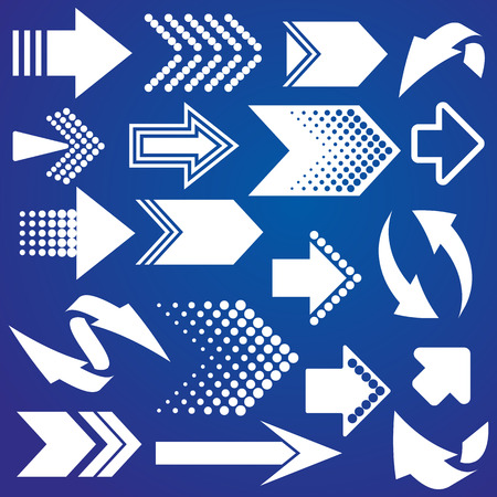 Set of various vector white arrow sign iconsのイラスト素材