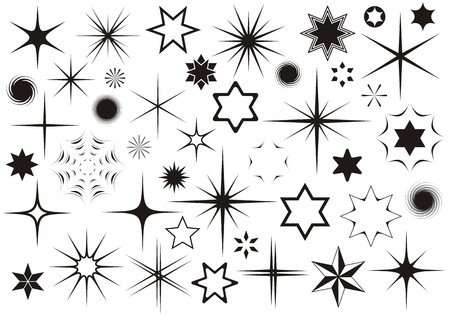 Various black stars collection on white backgroundのイラスト素材