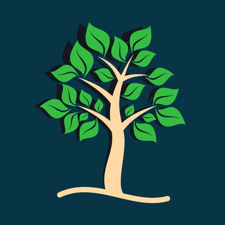 Beautiful brown tree with green leaves のイラスト素材