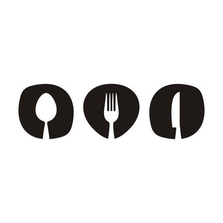 Black abstract restaurant menu design with cutlery isolatedのイラスト素材