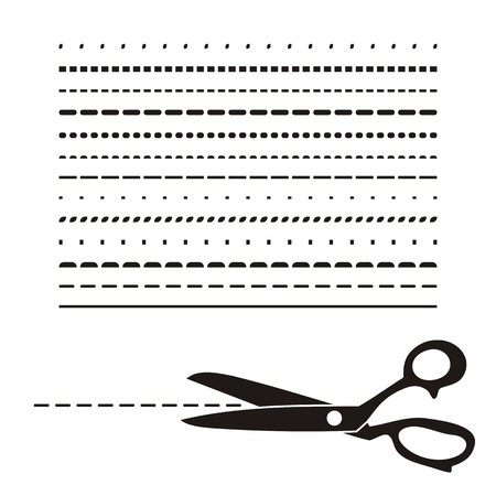 Black retro scissors icon with various linesのイラスト素材